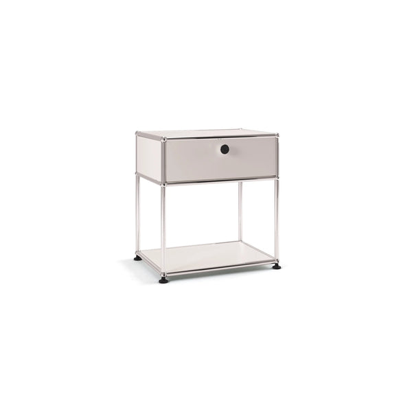 Table de chevet USM Haller de style Bauhaus vintage du milieu du siècle avec rangement, blanc pur/noir
