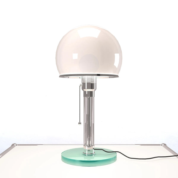 Lampe de chevet dôme Bauhaus vintage du milieu du siècle avec verre pour chambre, bureau et salon