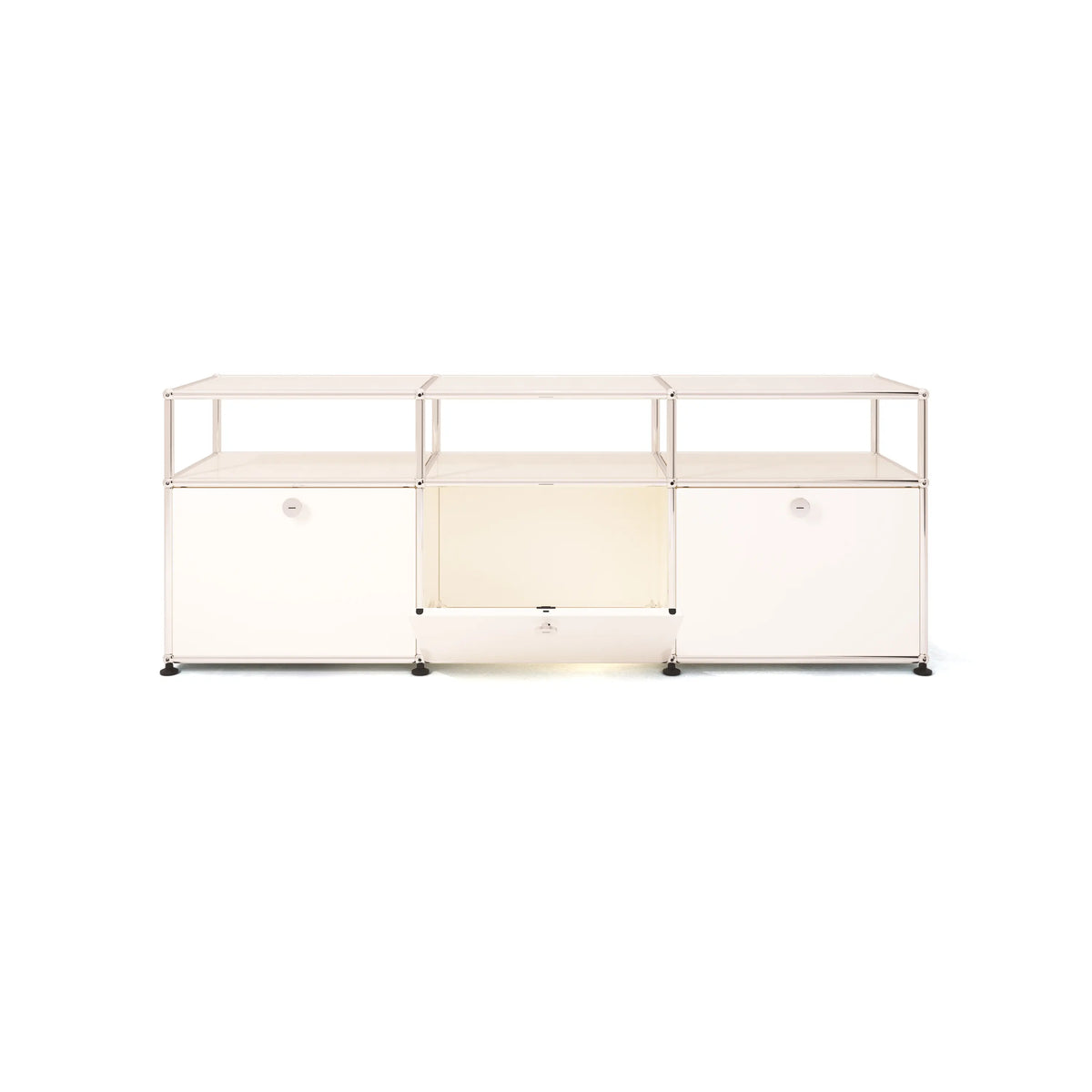 USM Haller TV Stand Bauhaus Style - Modern White Metal Media