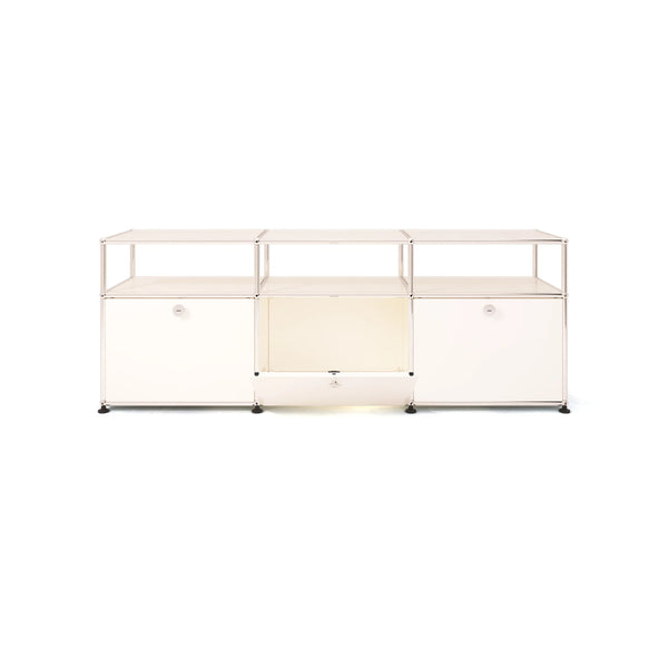 Meuble TV USM Haller style Bauhaus – Console multimédia moderne en métal blanc | Meuble de rangement pour salon